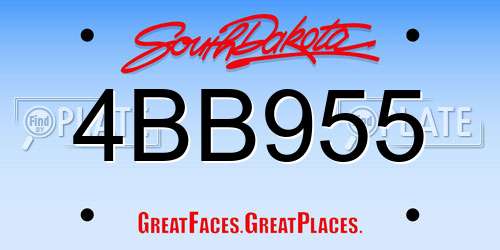 4BB955 South Dakota License Plate