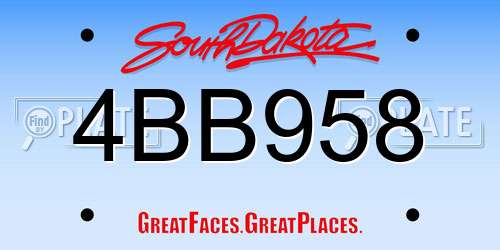4BB958 South Dakota License Plate
