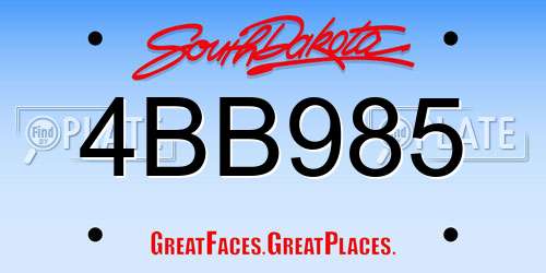 4BB985 South Dakota License Plate