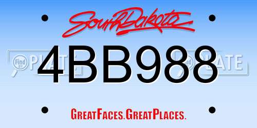 4BB988 South Dakota License Plate