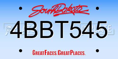 4BBT545 South Dakota License Plate