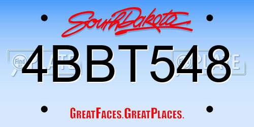 4BBT548 South Dakota License Plate