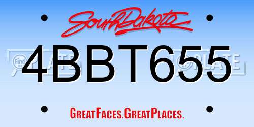 4BBT655 South Dakota License Plate