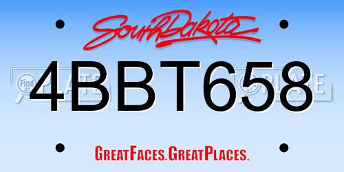 4BBT658 South Dakota License Plate