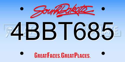 4BBT685 South Dakota License Plate