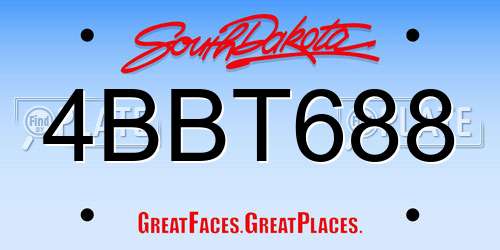 4BBT688 South Dakota License Plate