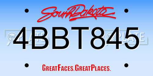4BBT845 South Dakota License Plate