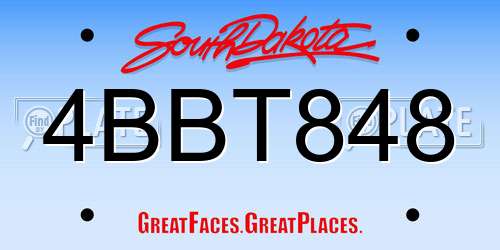 4BBT848 South Dakota License Plate