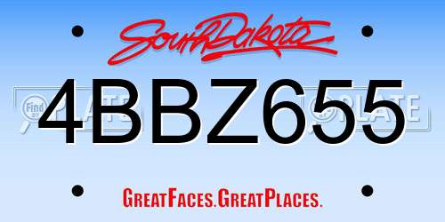 4BBZ655 South Dakota License Plate