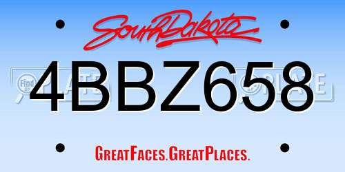 4BBZ658 South Dakota License Plate