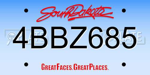 4BBZ685 South Dakota License Plate