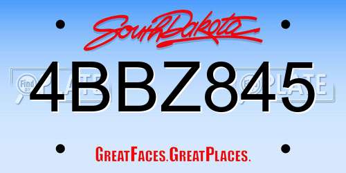 4BBZ845 South Dakota License Plate