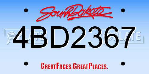 4BD2367 South Dakota License Plate