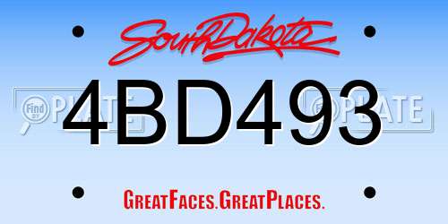 4BD493 South Dakota License Plate