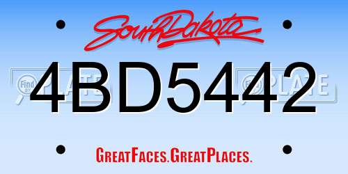 4BD5442 South Dakota License Plate