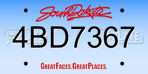 4BD7367 South Dakota License Plate