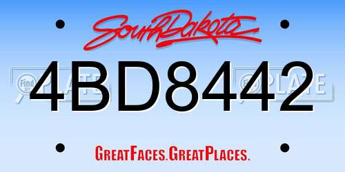 4BD8442 South Dakota License Plate
