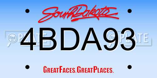 4BDA93 South Dakota License Plate