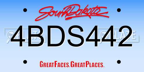 4BDS442 South Dakota License Plate