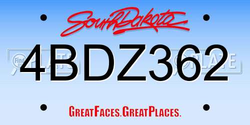 4BDZ362 South Dakota License Plate