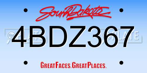 4BDZ367 South Dakota License Plate