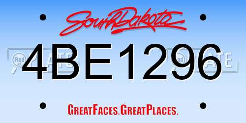4BE1296 South Dakota License Plate