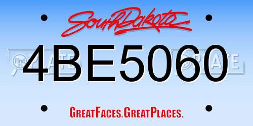 4BE5060 South Dakota License Plate