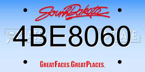4BE8060 South Dakota License Plate