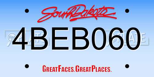 4BEB060 South Dakota License Plate