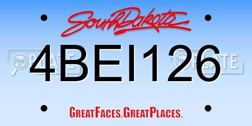 4BEI126 South Dakota License Plate