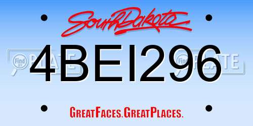 4BEI296 South Dakota License Plate