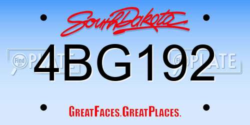 4BG192 South Dakota License Plate