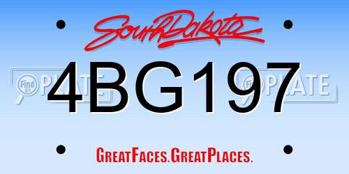 4BG197 South Dakota License Plate