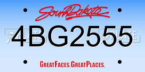 4BG2555 South Dakota License Plate