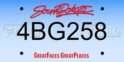 4BG258 South Dakota License Plate