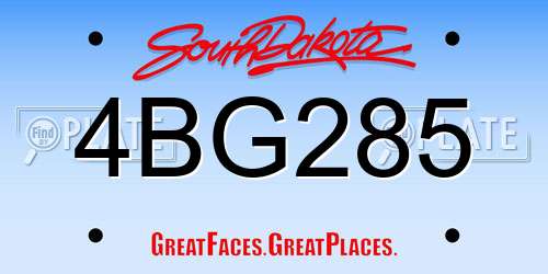 4BG285 South Dakota License Plate