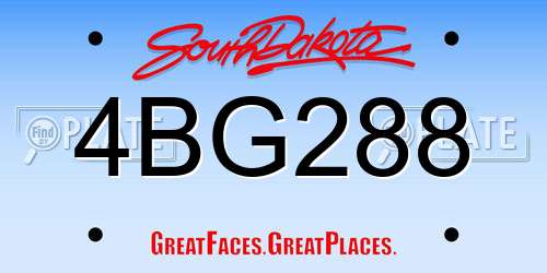 4BG288 South Dakota License Plate