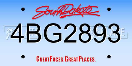 4BG2893 South Dakota License Plate