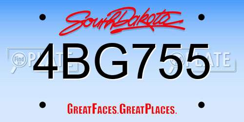 4BG755 South Dakota License Plate