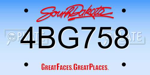 4BG758 South Dakota License Plate