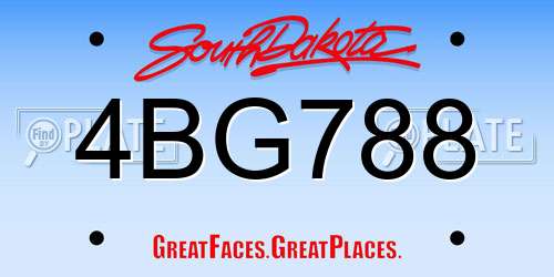 4BG788 South Dakota License Plate