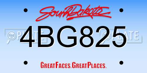 4BG825 South Dakota License Plate