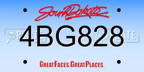 4BG828 South Dakota License Plate