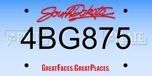 4BG875 South Dakota License Plate