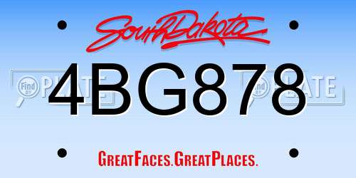 4BG878 South Dakota License Plate