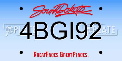 4BGI92 South Dakota License Plate