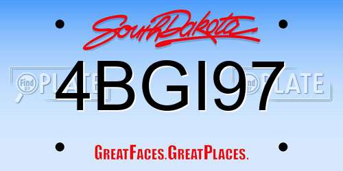 4BGI97 South Dakota License Plate