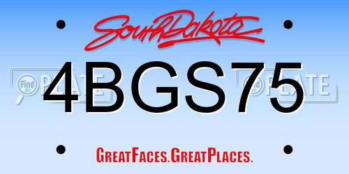 4BGS75 South Dakota License Plate