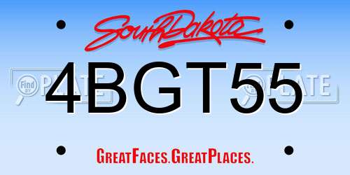 4BGT55 South Dakota License Plate