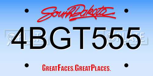 4BGT555 South Dakota License Plate